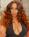 Kisslove Hair Pre Everything Ombre Rich Brown To Ginger Color 3D Body Wave Glueless Lace Frontal Wig