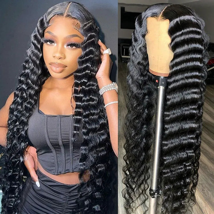 Crimped Hair 5 5 HD Lace Wig Loose Deep Wave Brazilian Human Hair Wigs