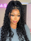 Glueless Full Lace Lightweight Ready-To-Go Box Braided Wig with Human Hair Boho Curls