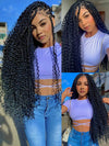 Glueless Full Lace Lightweight Ready-To-Go Box Braided Wig with Human Hair Boho Curls