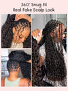 Glueless Full Lace Lightweight Ready-To-Go Box Braided Wig with Human Hair Boho Curls