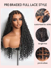 Glueless Full Lace Lightweight Ready-To-Go Box Braided Wig with Human Hair Boho Curls