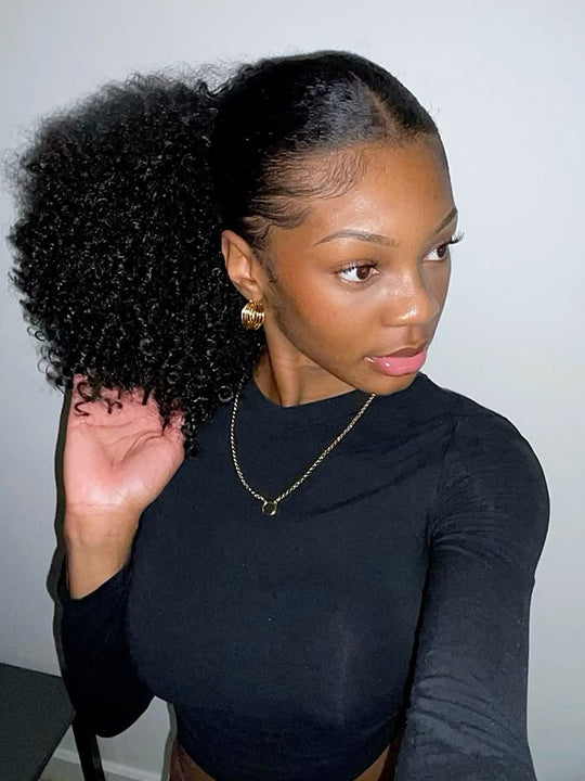 Extensions de cheveux humains soyeux de queue de cheval Extension de cheveux droits pour les femmes