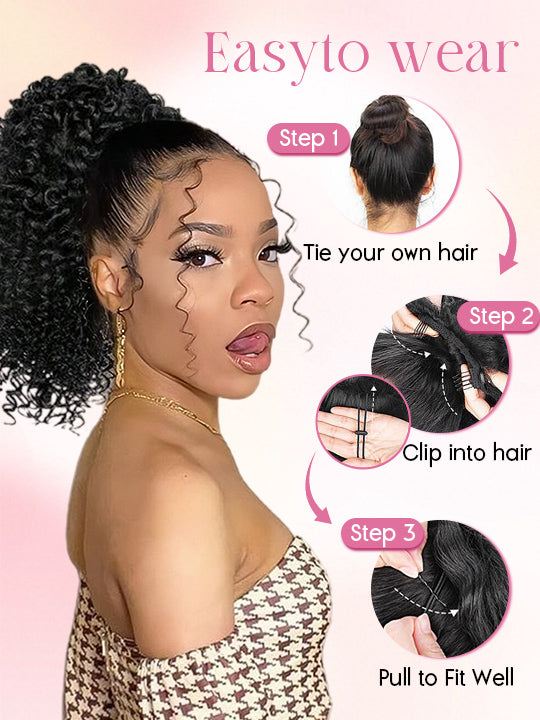 Ponytail Human Hair Extensions Body Wave Hair Extension For Women - KissLove Hair