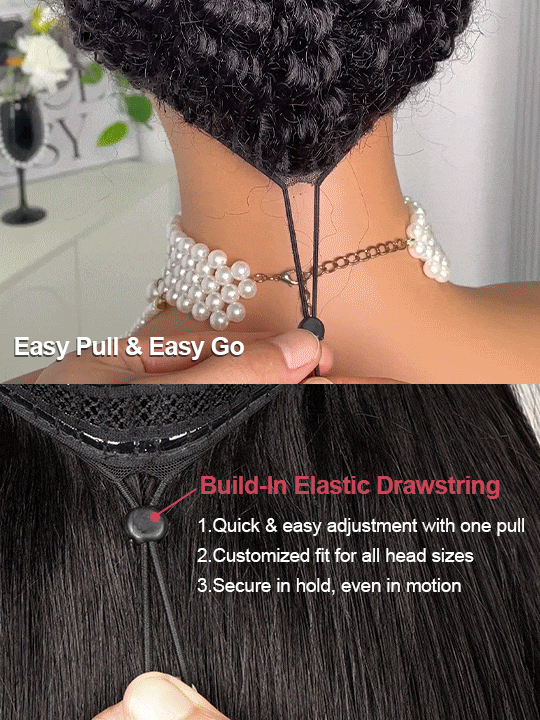 13x6 HD Lace Front Wig Water Wave Pull & Go Drawstring Glueless Wigs Pre Bleached Knots - KissLove Hair