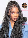 Glueless Full Lace Lightweight Ready-To-Go Box Braided Wig with Human Hair Boho Curls