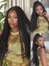Glueless Full Lace Lightweight Ready-To-Go Box Braided Wig with Human Hair Boho Curls