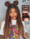 Ombre Chestnut Brown Full Lace Boho Braided Wig Glueless Invisi-Drawstring Ready To Go Wigs