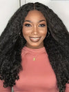 Kisslove Hair New Arrival Kinky Straight Hair with Spiral Curly Ends Invisi Drawstring 360 Lace Wig