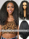 Kisslove Hair New Arrival Kinky Straight Hair with Spiral Curly Ends Invisi Drawstring 360 Lace Wig