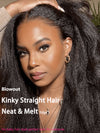 Kisslove Hair New Arrival Kinky Straight Hair with Spiral Curly Ends Invisi Drawstring 360 Lace Wig