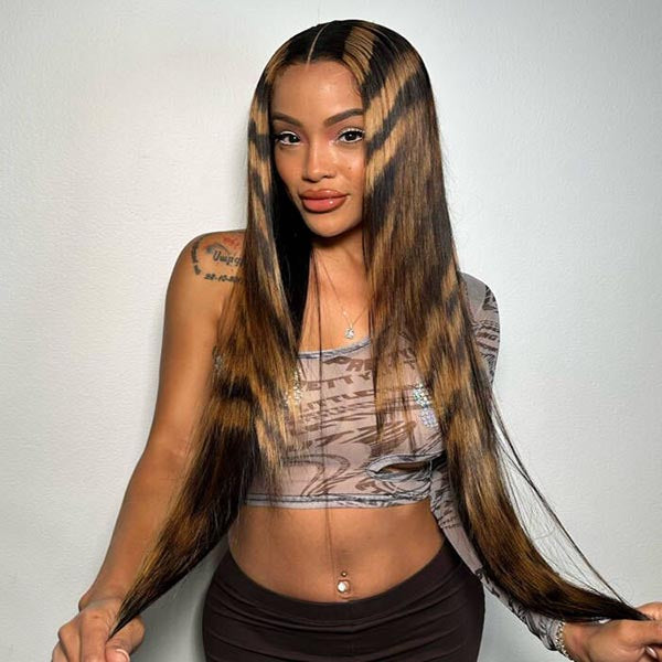 Leopard Print Wig 5x5 HD Lace Wig Straight Hair 30inch 180% Density