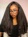 Kisslove Hair New Arrival Kinky Straight Hair with Spiral Curly Ends Invisi Drawstring 360 Lace Wig