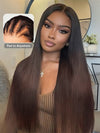 Ombre Brown  Silky Straight Hair Full Lace Wig Fake Scalp Colored Lace Frontal Wig