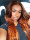 Kisslove Hair Pre Everything Ombre Rich Brown To Ginger Color 3D Body Wave Glueless Lace Frontal Wig