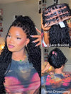 Glueless Full Lace Lightweight Ready-To-Go Box Braided Wig with Human Hair Boho Curls