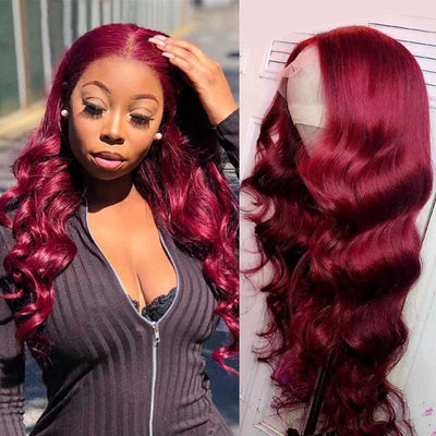 99J Red Hair Colored Wig 3D Body Wave HD Lace Front Wigs - KissLove Hair