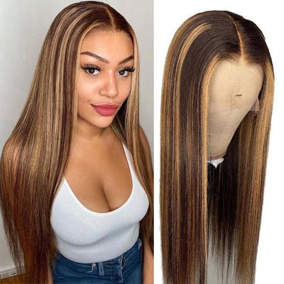 Highlight Wig 5x5 Lace Wigs Brazilian Straight Hair- KissLove Hair