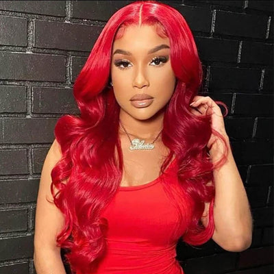 Red Wig Dyed From 613 Blonde 3D Body Wave 13x4 HD Lace Front Human Hair Wigs - KissLove Hair