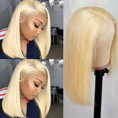 613 Honey Blonde Bob Wig 13x4 HD Transparent Lace Front Human Hair Wigs - KissLove Hair