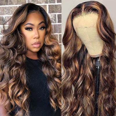 Highlights 360 Lace Frontal Wig 3D Body Wave Human Hair Wigs - Kisslove Hair