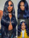 Flawless Navy Blue 3D Body Wave Lace Frontal Wig Pre Plucked Pull & Go Drawstring Glueless Wig