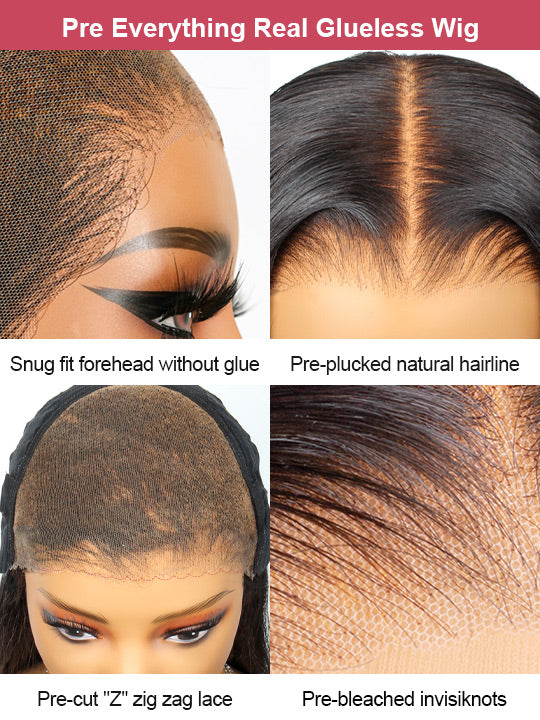 [2 Wigs=$179] 4C Kinky Edge 4x4 Lace Kinky Straight Wig & Parting Max 10x6 Glueless Silky Straight Lace Wig