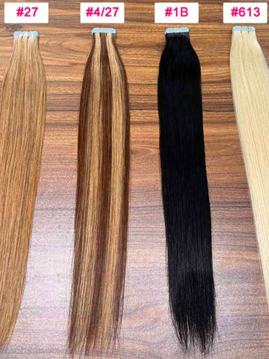 Tape In Hair Extensions 100% Human Hair Extentions Sliky Straight Hair 14~22inch - KissLove Hair