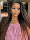 Kisslove Ombre Brown Yaki Straight Body Wave 360 Invisi-Drawstring Lace Human Hair Wigs