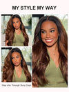 Kisslove Ombre Brown Yaki Straight Body Wave 360 Invisi-Drawstring Lace Human Hair Wigs