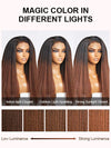Kisslove Ombre Brown Yaki Straight Body Wave 360 Invisi-Drawstring Lace Human Hair Wigs