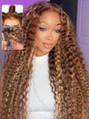 Kisslove Upgraded Invisi-Drawstring 360 Lace Wig Deep Wave Brown Highlights Human Hair Wigs - Kisslove Hair