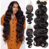 Body Wave Human Hair 3 Bundles With 4x4 Lace Closure 10A Brazilian Hair Weave - KissLove Hair
