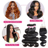 Body Wave Human Hair 3 Bundles With 4x4 Lace Closure 10A Brazilian Hair Weave - KissLove Hair