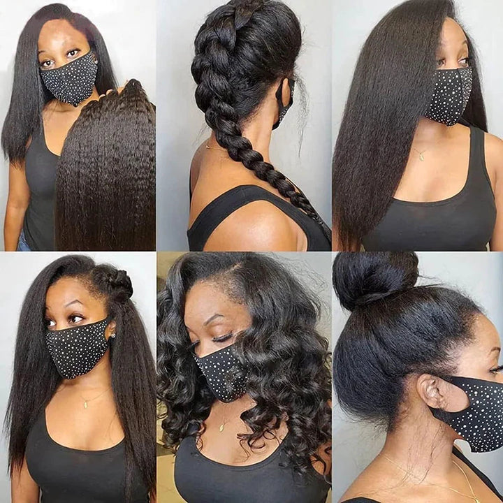 [Flash Deal] 4C Kinky Edges Invi-Drawstring Snug Fit 360 Lace Frontal Wig Natural Hairline Hat Wig