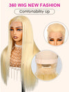 Kisslove 613 Blonde Straight Hair Invisi-Drawstring 360 Lace Frontal Wig Glueless Colored Human Hair Wig