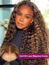 Bleached Knots Highlight Wig Deep Wave 13x4 HD Lace Frontal Virgin Human Hair Wigs - KissLove Hair