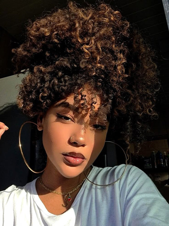 Kisslove Black Hair With Brown Highlights Water Wave Wig Pre Everything Invisi Drawstring 360 Lace Frontal Wig