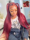 Bleached Knots Burgundy 360 Lace Frontal Wig Silky Straight Human Hair Wigs - Kisslove Hair