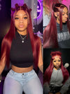 Bleached Knots Burgundy 360 Lace Frontal Wig Silky Straight Human Hair Wigs - Kisslove Hair