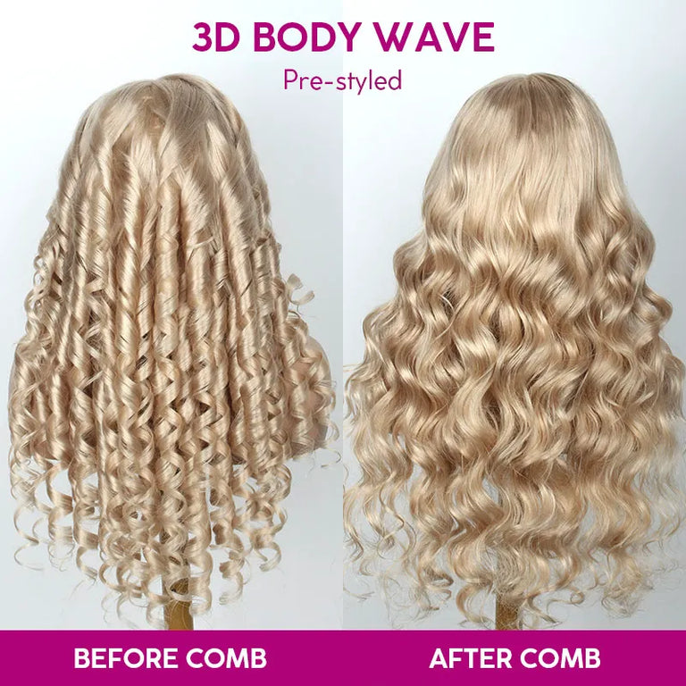 [Flash Deal] Ash Blonde 3D Body Wave Pre-Cut 4x4 5x5 Lace Front Human Hair Wigs