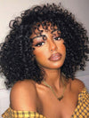 250% Density Kinky Curly Bob Wig with Bangs Glueless 3x1 Lace Pull & Go Drawstring Wig