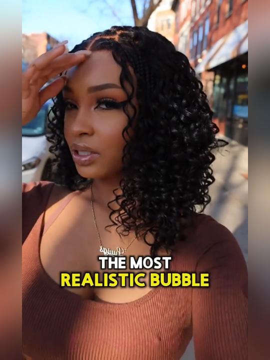 Knotless Boho Braided Water Wave Wig Glueless Pre-Cut Lace Human Hair Braided Wigs For Women