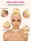 Kisslove 613 Blonde Straight Hair Invisi-Drawstring 360 Lace Frontal Wig Glueless Colored Human Hair Wig