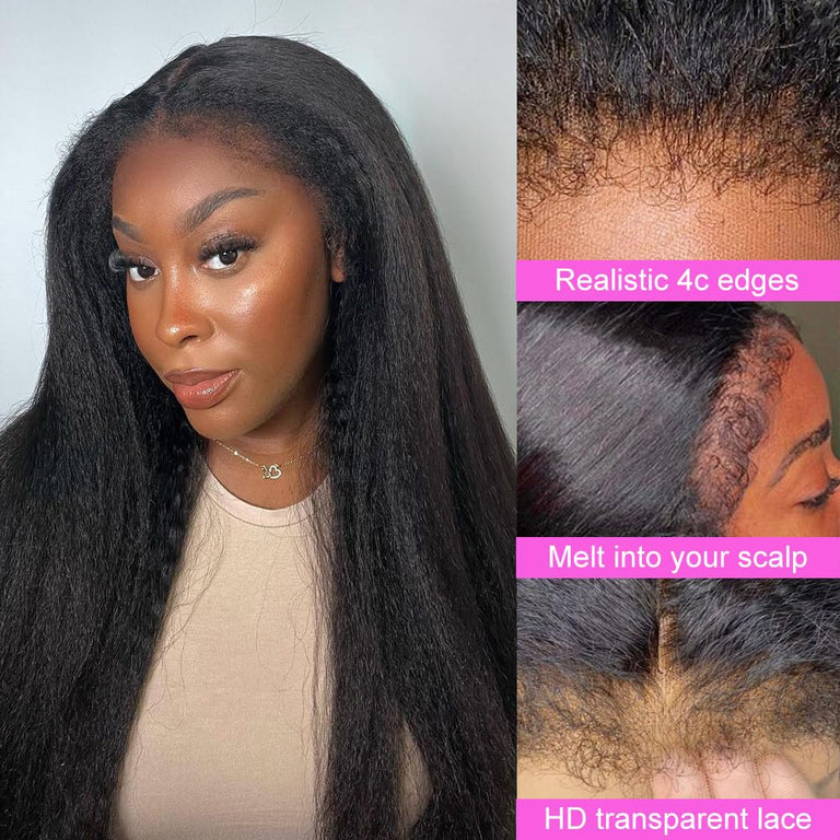 Clearance Kinky Straight 360 Lace Wig With Kinky Edges - KissLove Hair