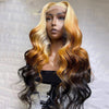 Blonde Brown Ombre Wig Bone Straight 13x4 HD Lace Front Human Hair Wigs