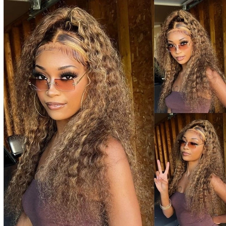 [Flash Deal] Bleached Knots Highlight 360 Lace Frontal Human Hair Wigs P4/27 Color