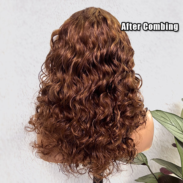 Egg Roll Curly P4/27 Highlight 13x4 HD Transparent Lace Frontal Wigs 14A Human Hair
