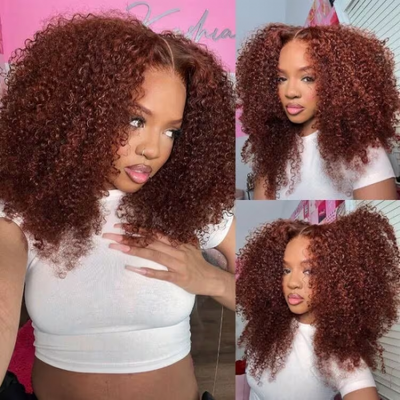 [Flash Deal] Reddish Brown Human Hair Wigs Dark Red Brown 5x5 Pre-cut Lace/13x4 Lace Wig #33B - KissLove Hair