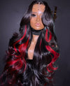 Red Highlight Wig 3D Body Wave 5x5 13x4 13x6 Lace Frontal Human Hair Wigs 180% Density - KissLove Hair